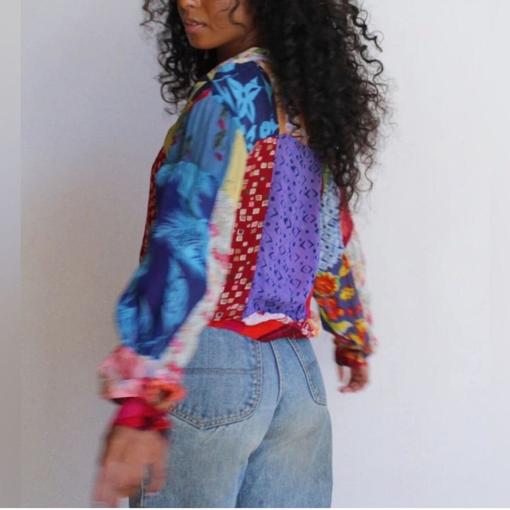 Sacred Threads 1990’s Nature Print Patchwork Blouse. Size‎ S (444)